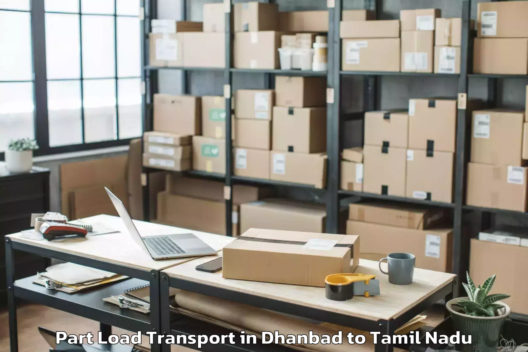 Top Dhanbad to Peelamedu Airport Cjb Part Load Transport Available